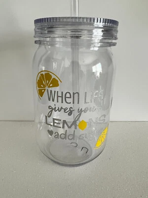 When Life Gives You Lemons add Sugar Mason Jar 24oz Acrylic Custom Tumbler Cup - Image 1 of 3