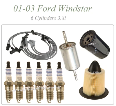 Afinación para 01-03 Ford Windstar 3.8 v6: Juego de cables de bujía filtros de combustible de aceite de aire Foto 1 de 4