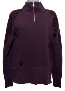 Lululemon Sweatshirt Women Size 6 Floral Flock Pullover Black Cherry READ - Picture 1 of 11