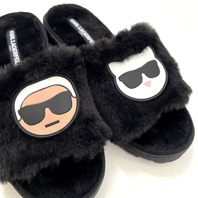 NUEVO SIN CAJA KARL LAGERFELD Joelle Choupette Zapatillas Peludas Deslizables Gato Talla 8 Foto 1 de 4