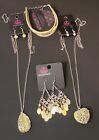Paparazzi Yellow & silver tone jewelry lot.  Long Necklaces, earrings, bracelet.