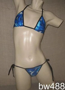 Sexy Bikini Brasileño Estampado BLUE BURSTS TRASERO FRUNCIDO FRUNCIDO DESCARADO Ajustes XS,S - Imagen 1 de 2