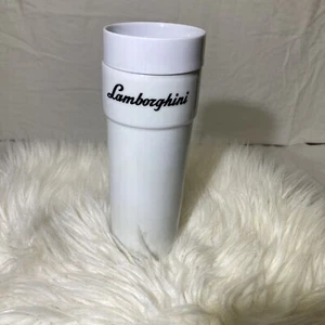 Lamborghini Logo Tumbler Mug White Insulated Metal Stainless Steel - Picture 1 of 9
