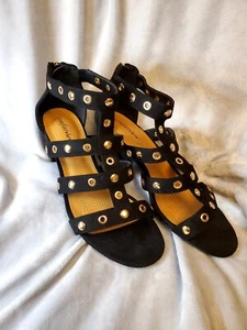 Comfortview Womens Black Open Toe Heeled Sandals, Size 9.5 WW - Picture 1 of 7