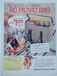 1958 vintage Royal crown cola print ad. RC picnic bag - Picture 1 of 1