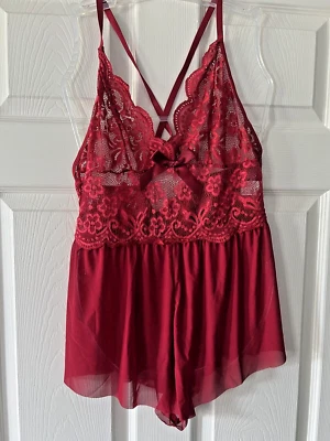 Aranmei Lingerie/ Nightwear Babydoll Shorts, Wine Red, Large - Image 1 of 4