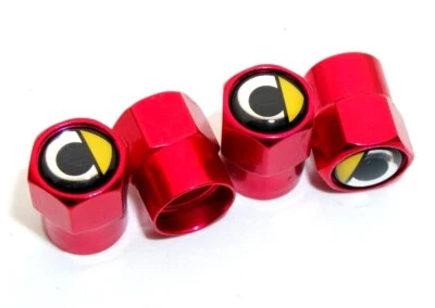 4件装六角形智能汽车车轮轮胎气阀盖杆防尘罩装饰红色 — 第 1/4 张图片
