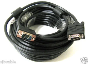50ft 15 PIN Black SVGA SUPER VGA Monitor M/M Male Male Cable CORD FOR PC TV - Picture 1 of 2