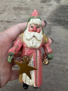 Vintage House of Hatten Santa with Star & Bells Christmas Ornament Figurine - Picture 1 of 6