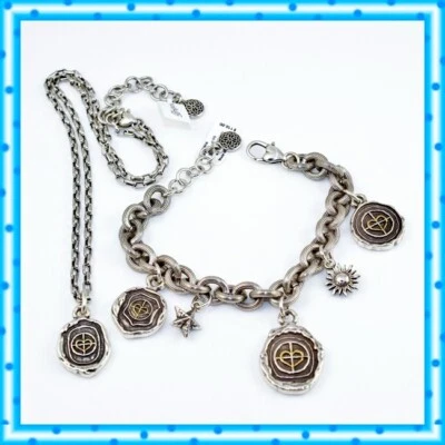 Brighton Ferrara Heart Reversible Heart Pendant Necklace Charm Bracelet NWT $206 - Изображение 1 из 3