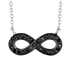 0.15 Carat Black Diamond Infinity Necklace 14K White Gold G SI 18 inches - Picture 1 of 1