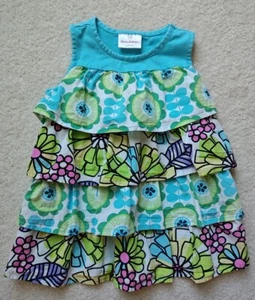Girls Hanna Andersson Ruffle Tunic Tank Top Teal And Floral Size 110 (5) - Picture 1 of 4