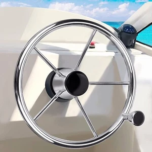 Marine Boat 13.5'' Steering Wheel Stainless Steel 5 Spokes with Tapered Knob - Bild 1 von 6