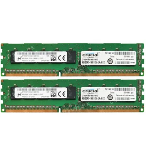 Micron+Crucial 16GB 2X8GB DDR3L-12800E 1600MHZ 1.35V ECC Un-buffered DIMM Memory - Picture 1 of 7