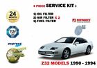 For Nissan 300Zx 3.0 T Vg30dtt Z32 1990-1994  Oil Air Fuel 4 Filter Service Kit