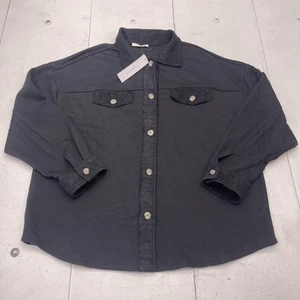 Timing Jacket Womens Small Black Margot Oversized French Terry Shacket Casual - Picture 1 of 6