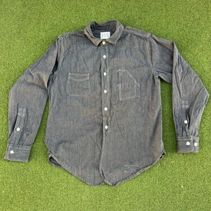 Bronson Salt & Pepper chambray cigarette Work Shirt Button Front Size Large - Picture 1 of 13