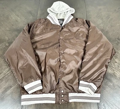 Brown / Gray Baseball Jacket Team Realtree Hooded Quilted Lining Medium 38/40 - Image 1 of 4