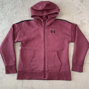 Under Armour Hoodie Womens Medium Burgundy Loose Fit Full Zip Hooded Hiking Gym - Picture 1 of 11