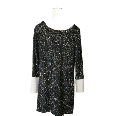HAUTE HIPPIE Sequin Dress Black Long Sleeve Zip Back Classic Sz Small - Image 1 of 4