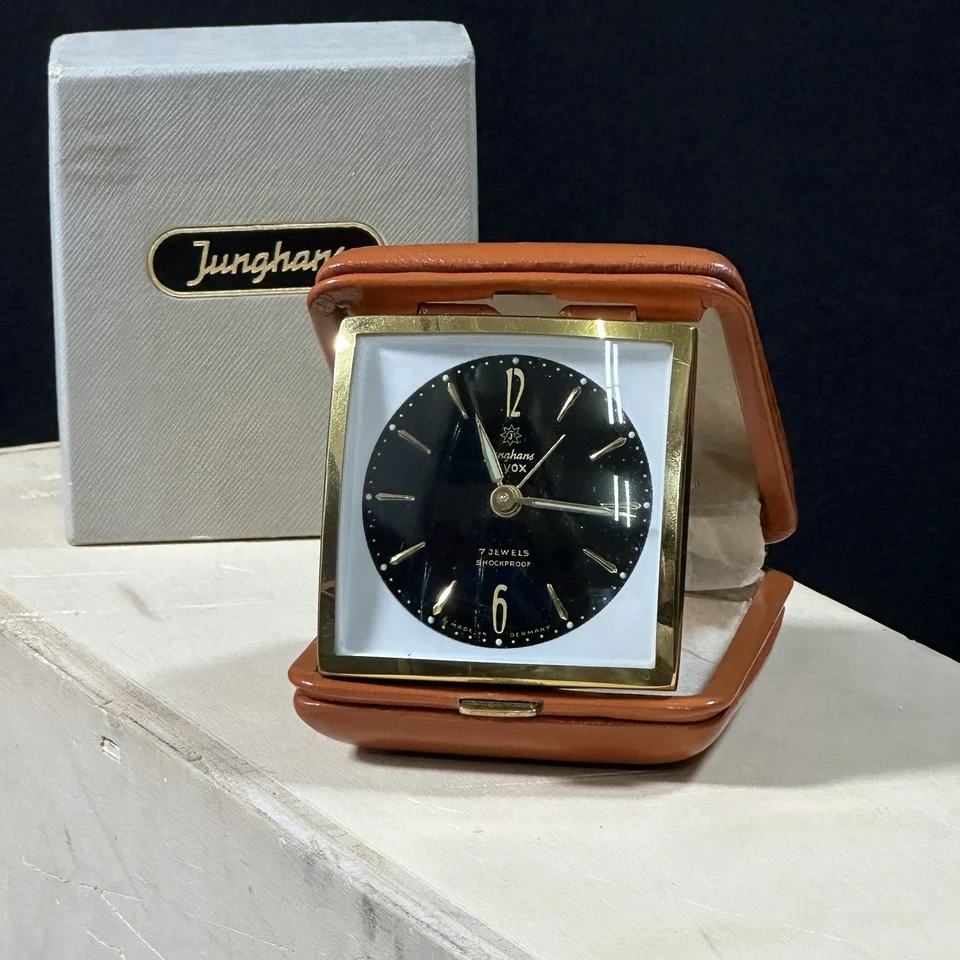 Junghans Reisewecker Vox 8 Jewels shockproof Sammlerzustand gold mechanisch VTG - Bild 1 von 4
