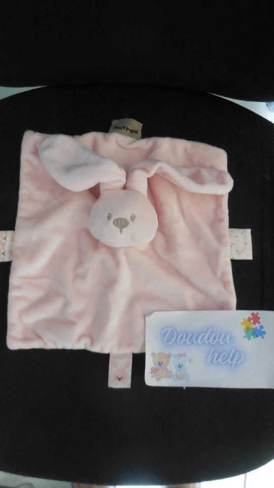 doudou plat lapin Lapidou rose nez beige NATTOU - Photo 1/1