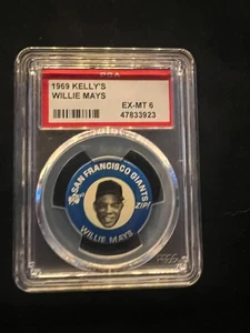 Willie Mays 1969 Kelly's Zip Potato Chip Button Pinback Pin 1" Giants PSA 6 - Picture 1 of 2