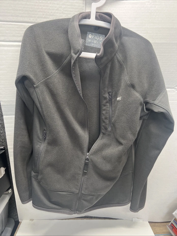 FIGS Scrubs On Shift 抓绒混合夹克中号灰色 — 第 1/4 张图片