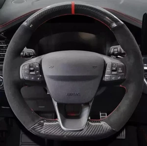 Ford Fiesta Focus ST ST Line Suede & Carbon Fibre Steering Wheel Cover - Picture 1 of 2