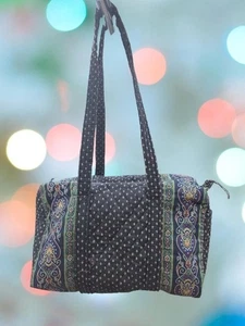 Bolso de viaje Vera Bradley de lona equipaje de fin de semana retirado patrón negro NUEVO - Imagen 1 de 5