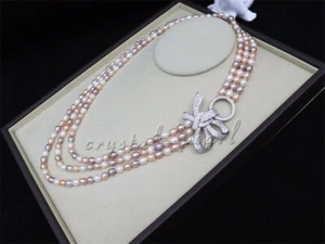 New Design Handmake South Sea white purple pink Pearl Necklace pendant 18" 6-5MM - Picture 1 of 6
