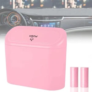 Car Trash Can, Mini Trunk Push Hanging Portable can pink, Pink - Picture 1 of 8