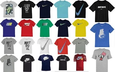 Nike Boys Nike Cotton Swoosh Just Do It T Shirt Top Size Age 7-15 NEW STYLE AIR