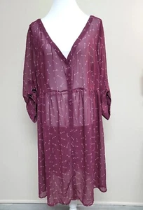 NWT TORRID Women's Dress 3/4 Roll Tab Sleeve V-Neck Floral Print Sheer.Size 2 - Picture 1 of 12