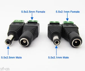 10 x 5,5 x 2,1 mm/2,5 mm 2,1 mm 2,5 mm CCTV DC Power maschio femmina connettori saldatura libera - Foto 1 di 8