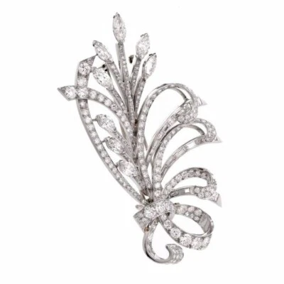 Floral Bouquet Brooch Pin With 15.78 CT Marquise , Round & Baguette Sapphire - Image 1 of 4