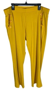 Women's DGD Yellow Sailor Style Straight Leg Elastic Waist Knit Pants Size 3XL - Picture 1 of 4