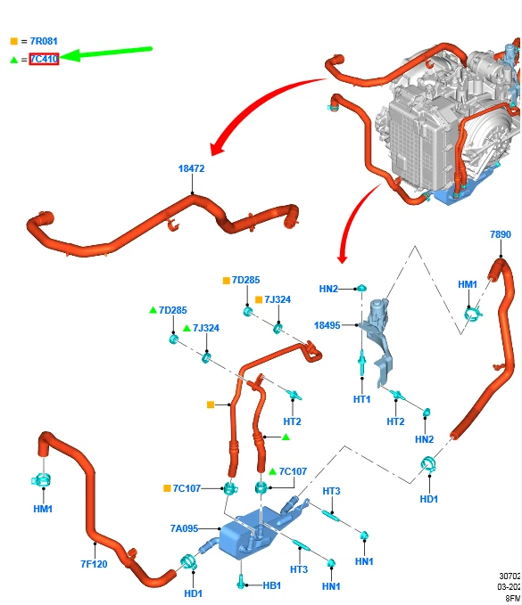 FORD MONDEO Getriebeölkühlerrohr 2380188 JX6P-7F113-BC NEU ORIGINAL - Image 1 of 2