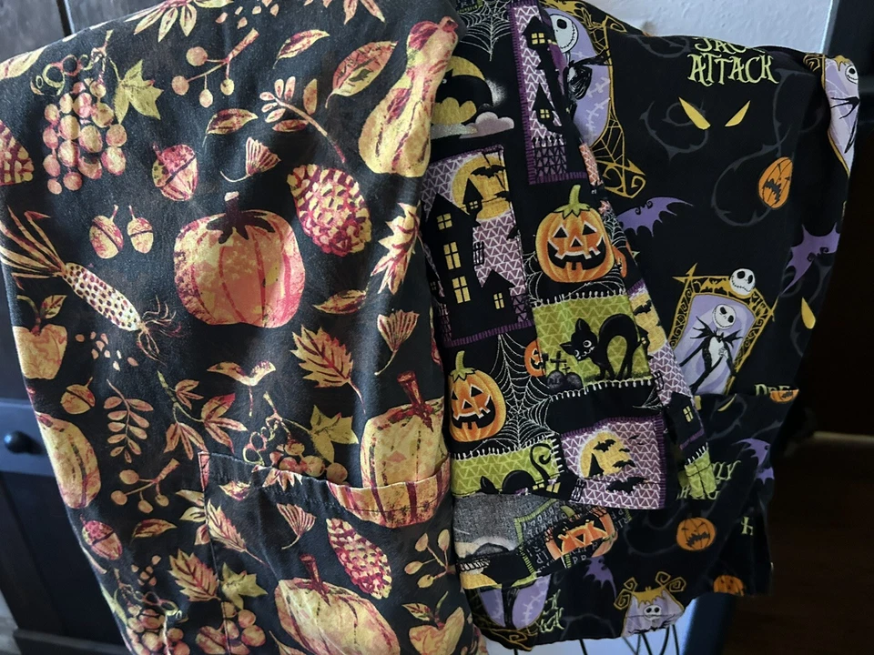 3 Fall/Halloween Medium Women's Scrub Tops - Image 1 of 4