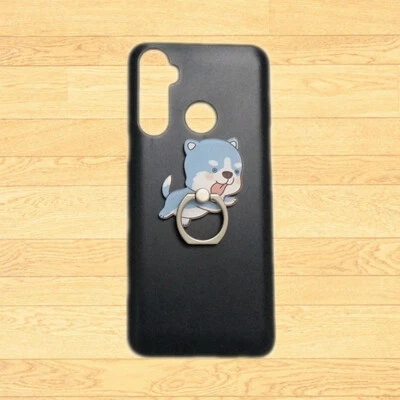 For Various Phones 3D Dog Finger Ring Stand Holder Black Back Hard Case Cover - Image 1 of 2