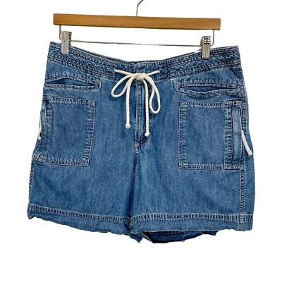 Pantalones Cortos de Jean de Colección Años 90 para Mujer Riders Lavado Ligero con Cordón Carga Bolsillo con Cremallera 12 Foto 1 de 4