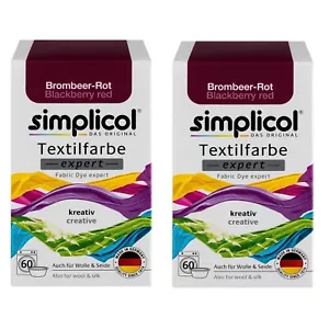 SIMPLICOL Textilfarbe EXPERT 2x Farbe BROMBEER ROT für 600g Stoff auch für Wolle - Bild 1 von 5