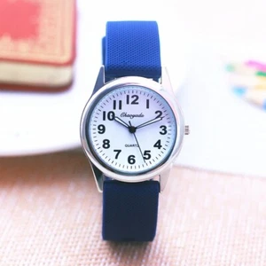 Men Women Boys Girls Jelly Silicone Band Simple Round Watch Sports Quartz Wrist - Picture 1 of 24