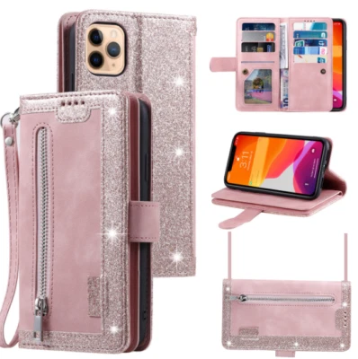 Girl/Lady Crossbody Leather Zipper Card Stand Flip Phone Wallet Case Cover Skin - Image 1 of 4