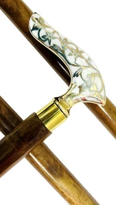 Vintage Victorian Brass Derby Antique Wooden Walking Stick Cane Ladies Choice - Picture 1 of 5