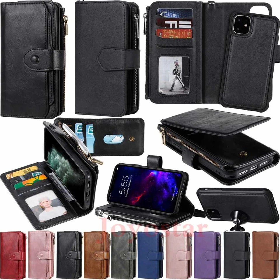 Removable Magnetic Wallet Leather Case Cover For iPhone 11 Pro XS XR 6s 7 8 Plus - Image 1 of 4