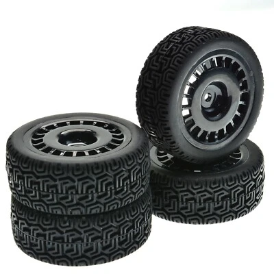 RC Rally Wheels Tires Set For Tamiya/TT01/TT02/TT01E/XV01/XV02 Replacemen parts - Image 1 of 4