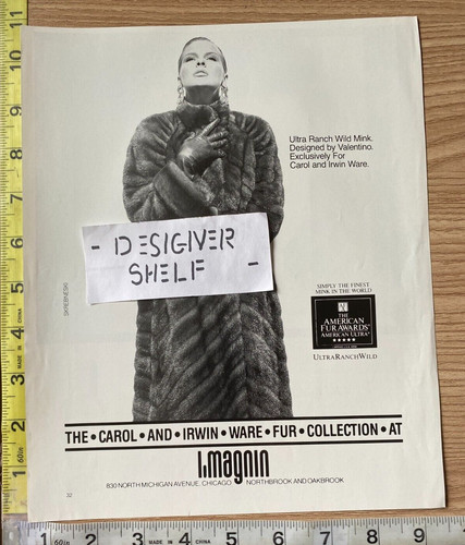 Valentino Ultra Ranch Cappotti Visone Selvatico Vintage 1989 Stampa Pubblicità