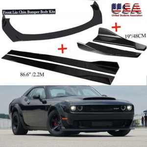 For Dodge Challenger SRT Front Bumper Lip Splitter Spoiler+Side Skirt+Rear Lip - Picture 1 of 12