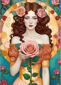 5D Diamond Painting Rose Lady Diamond Art Kits for Adults, Round Full Drill Rose - Picture 1 of 7